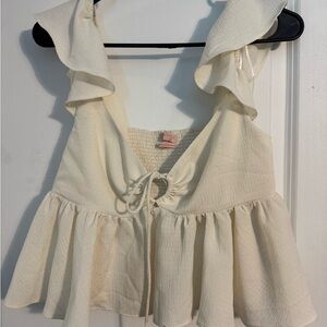 Urban Outfitters Cream Ruffle Blouse